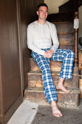Lee Valley flanelliset pyjamahousut sini-valko-vihreäruutukuosi