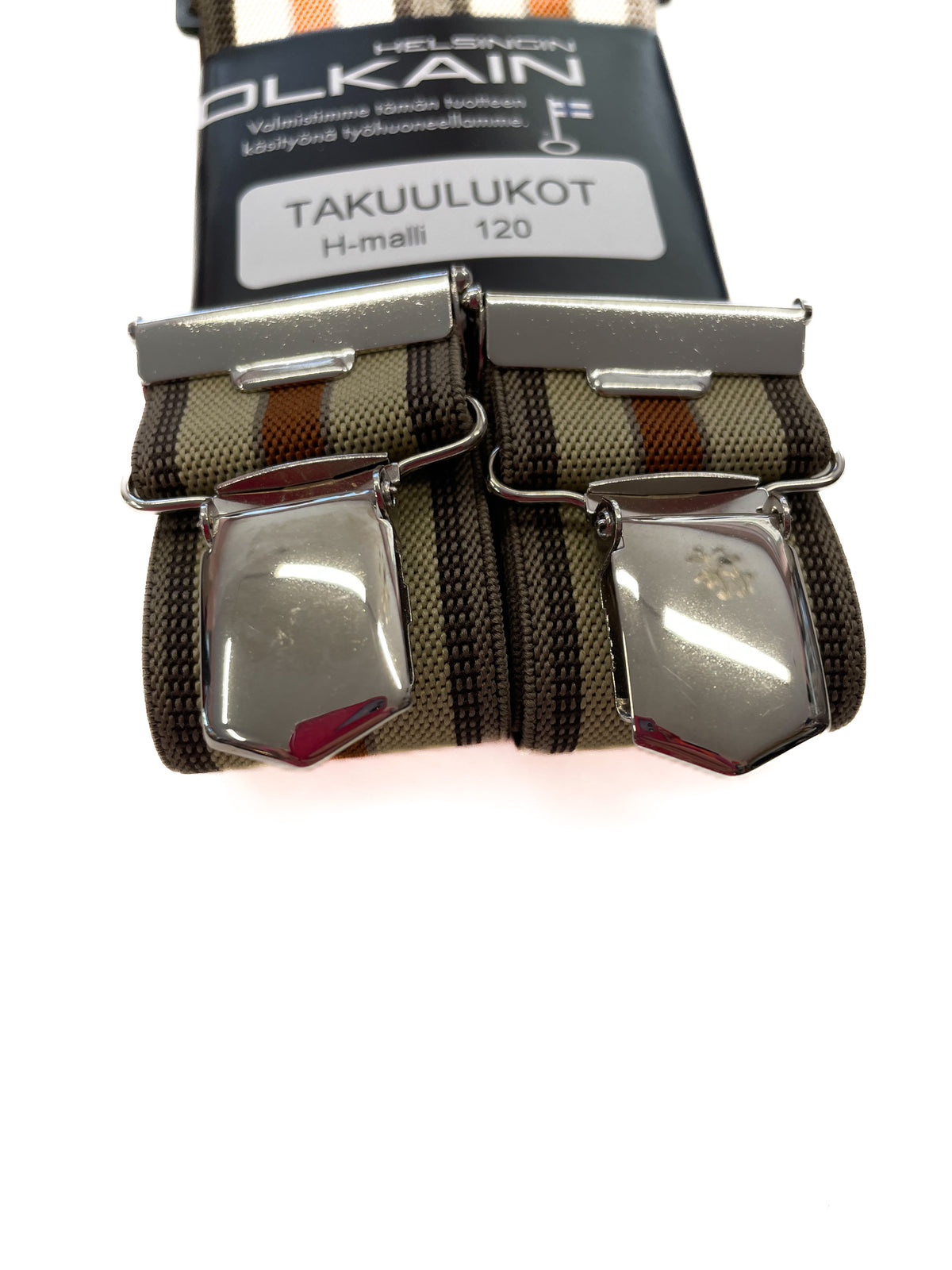 Helsingin Olkain henkselit ruskea raita 3,5cm