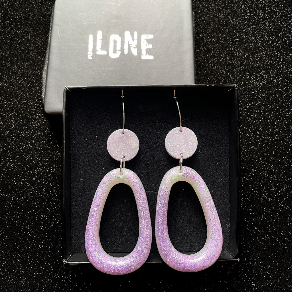 Ilone violetti- hologrammi glitterkorvakorut