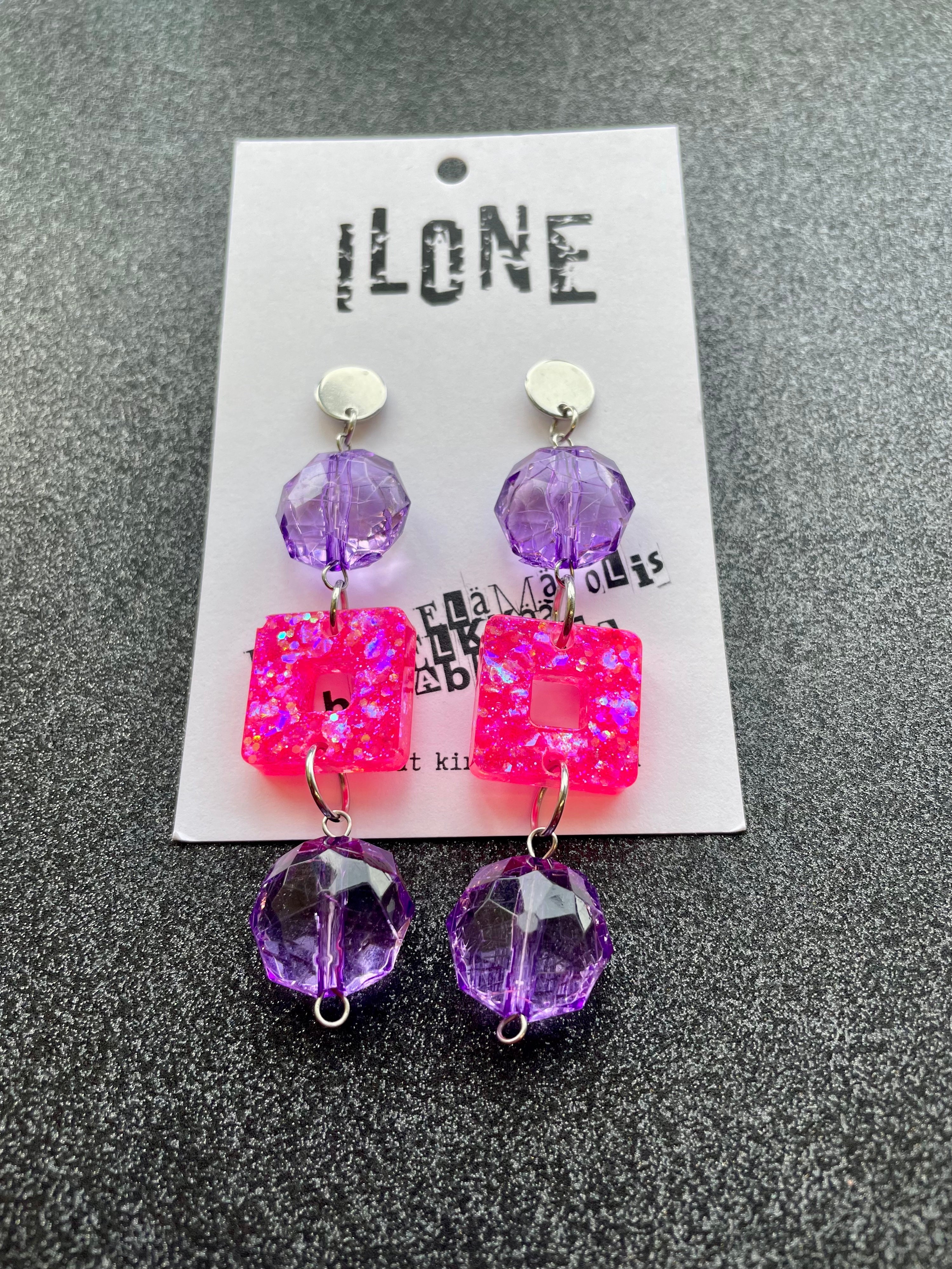 Ilone violetti- pinkit korvakorut
