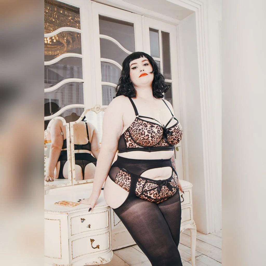 Snag Tights Mock Garter Sexy AF musta