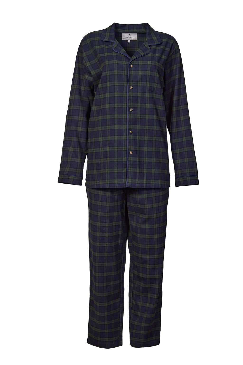 Lee Valley flanellinen pyjama vihreä-tummansininen ruutukuosi