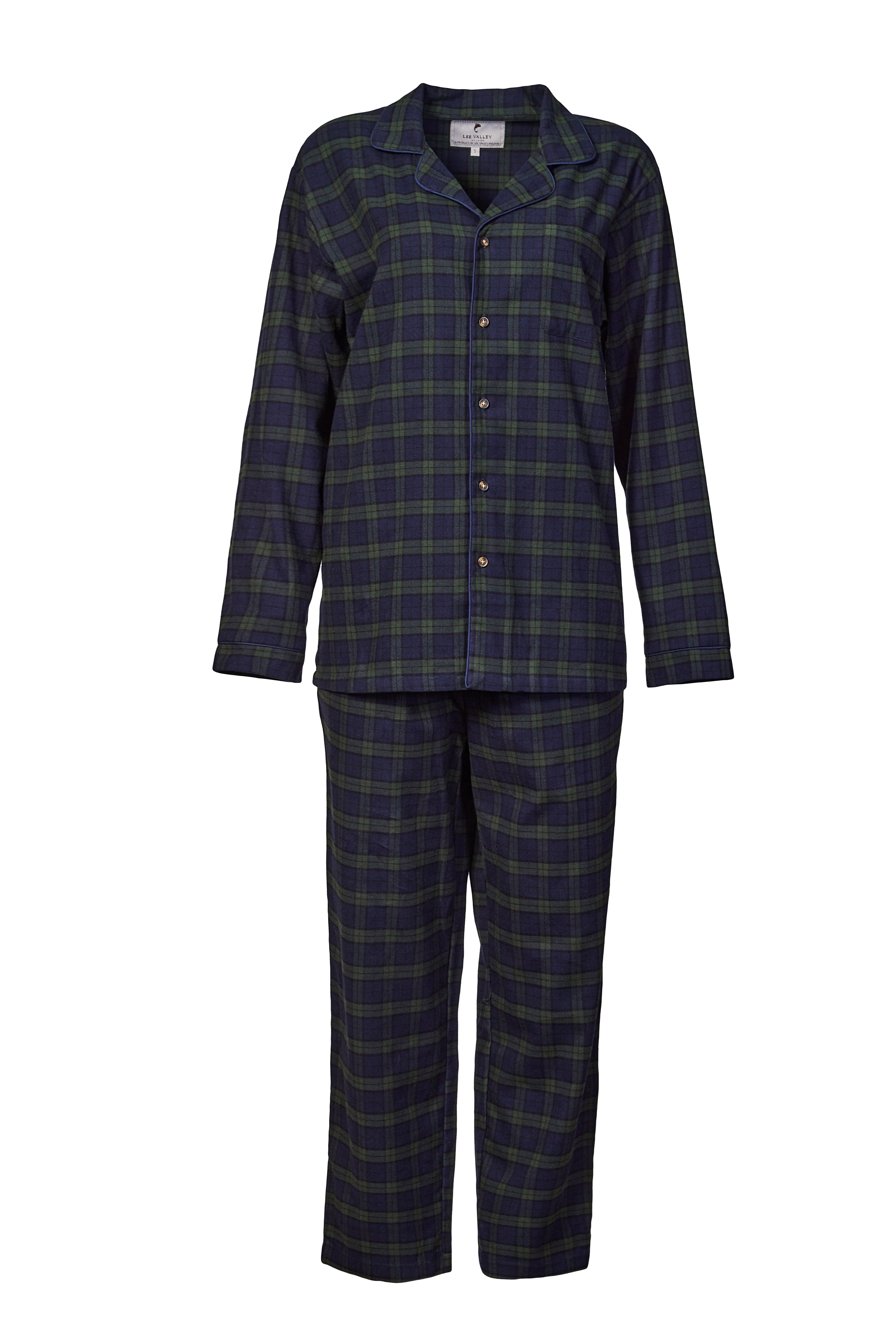 Lee Valley flanellinen pyjama vihreä-tummansininen ruutukuosi